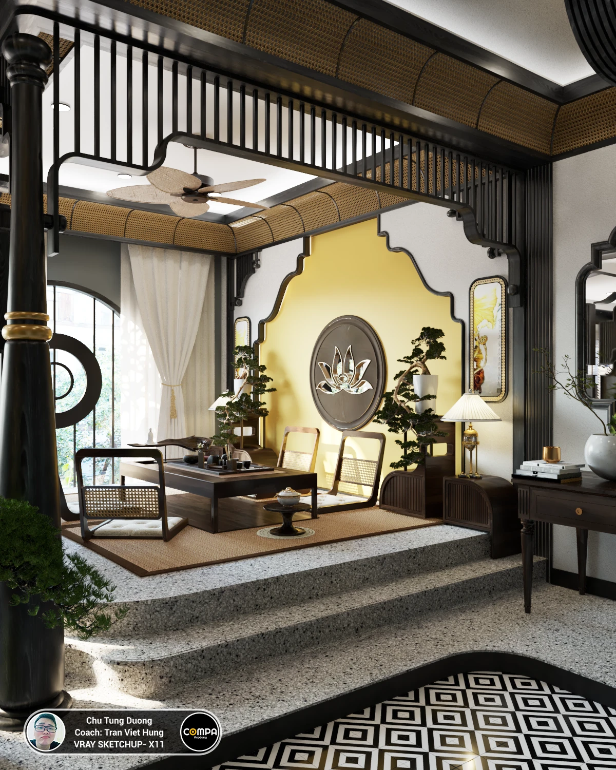 Indochine Vray Living Room Sketchup 3D Models Free Download ID 100000263 (Tran Viet Hung)