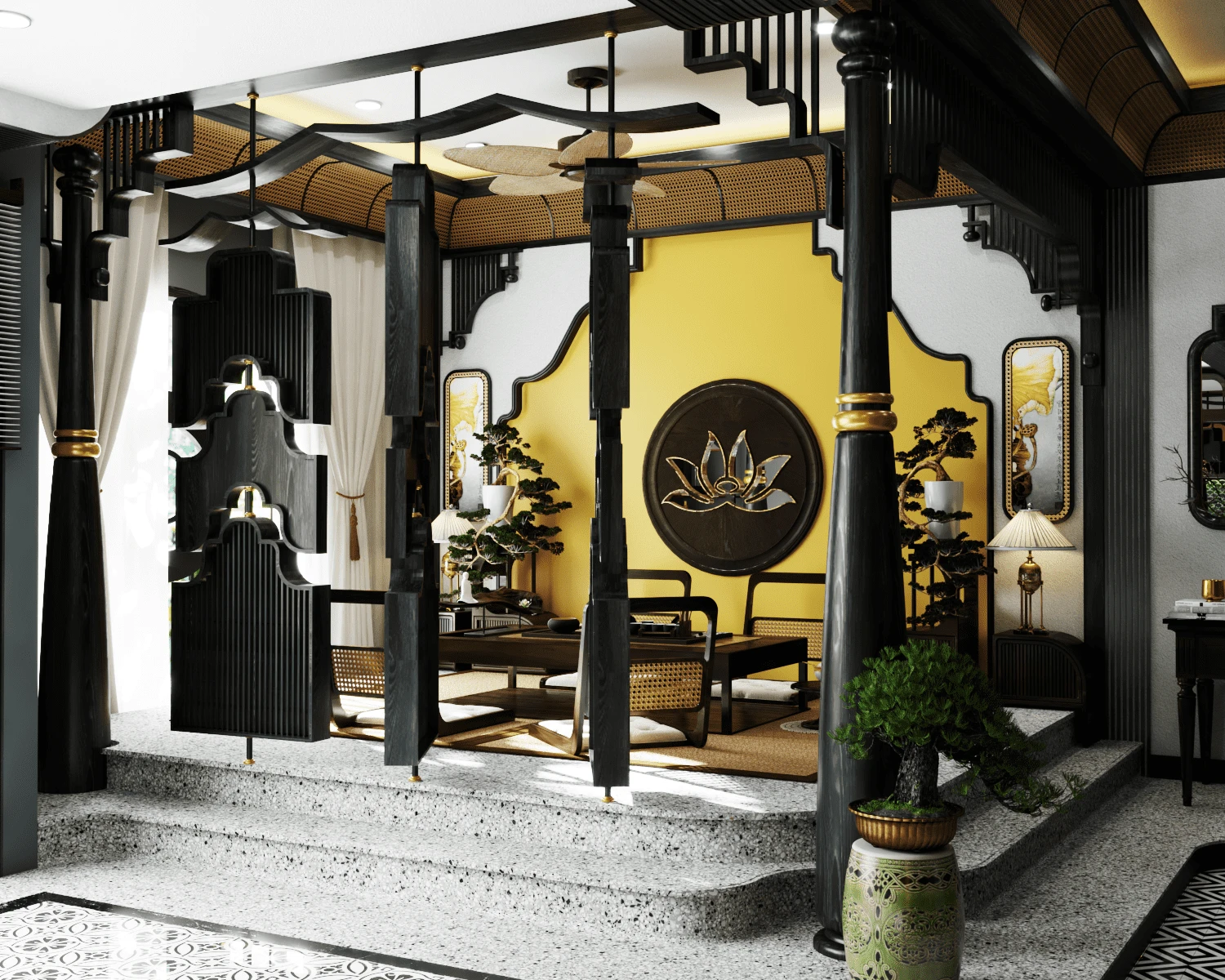 Indochine Vray Living Room Sketchup 3D Models Free Download ID 100000263 (Tran Viet Hung)