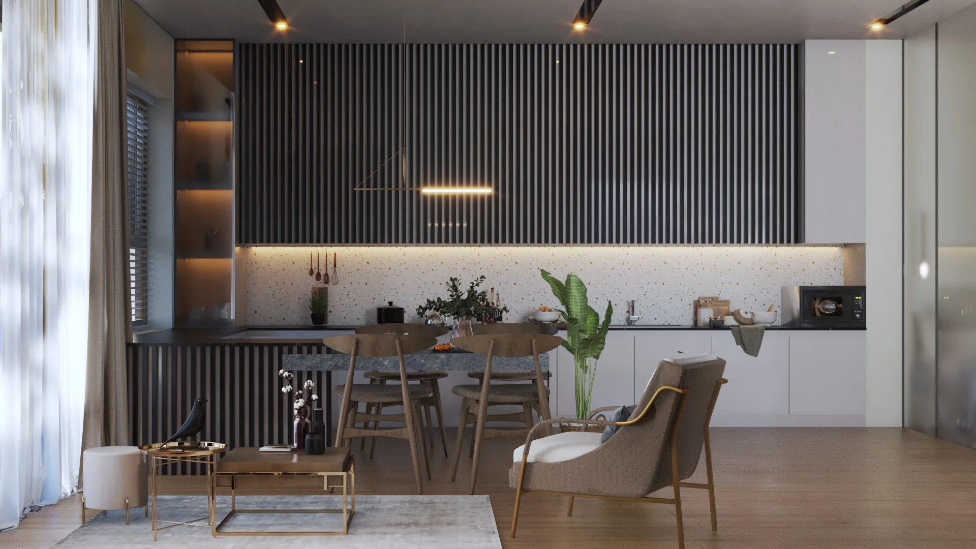 Living Room And Dining Room Enscape Model Free Download Modern ID 218000083 (KT Nha Dep)