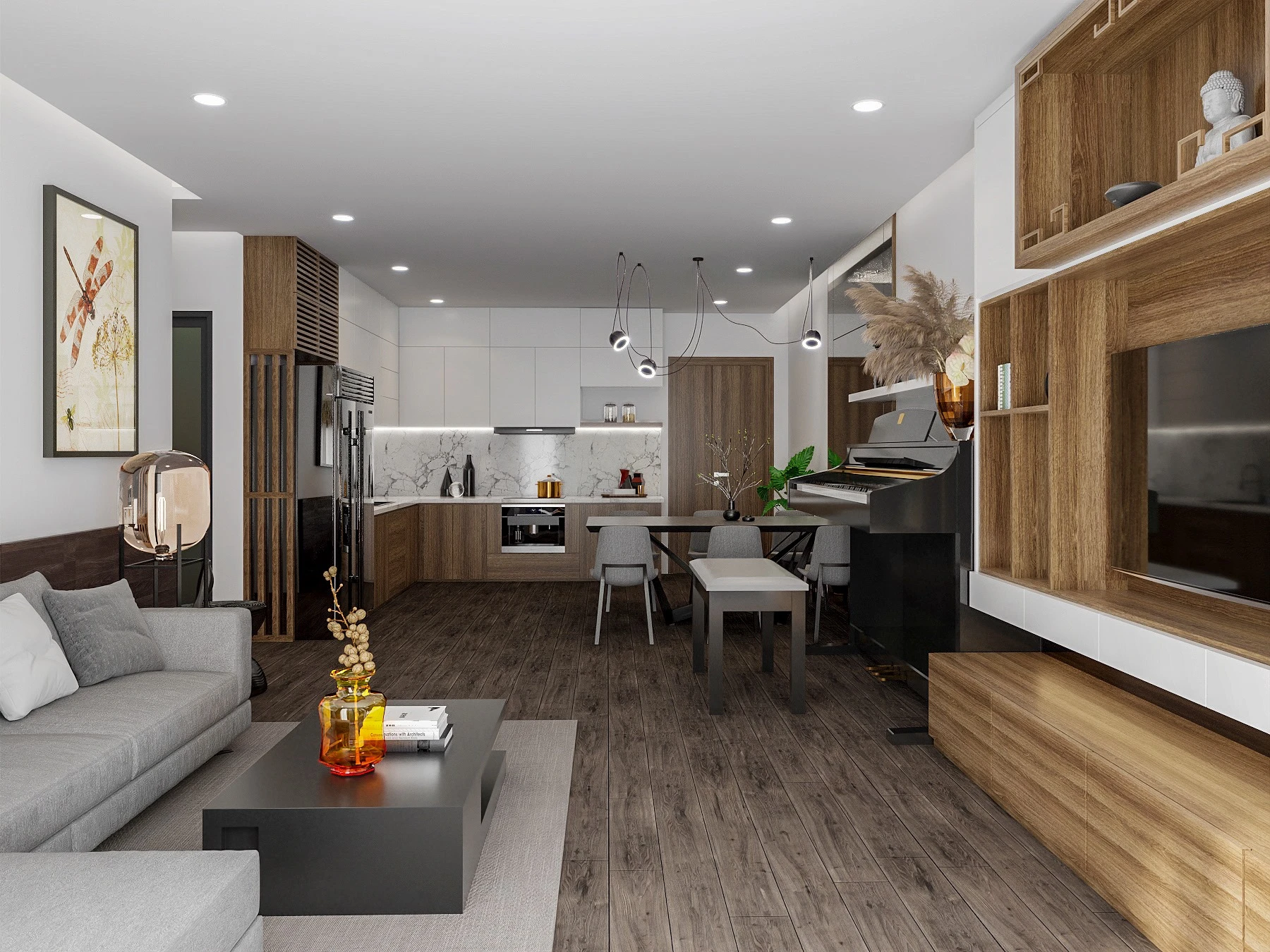 Living Room And Dining Room Enscape Model Free Download Vray Modern ID 218000053 (Quoc Vi Phan Phan)