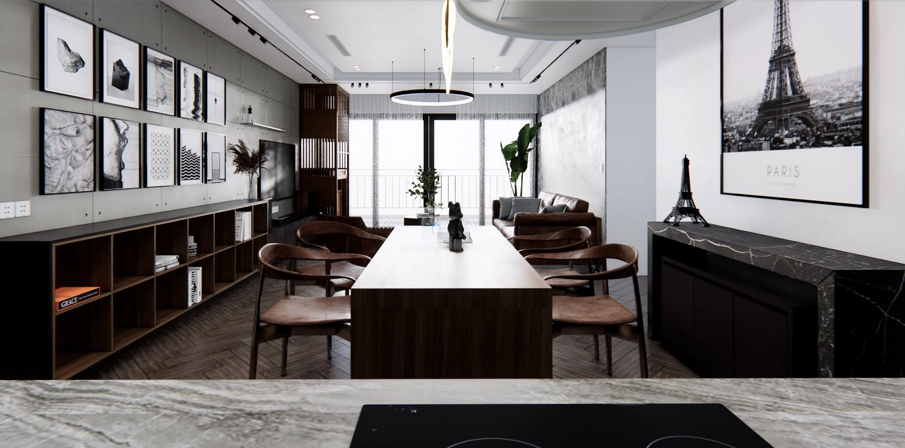 Living Room And Dining Room Free Sketchup Scene Enscape Modern Download ID 218000095 (Hiep Nguyen Quang)