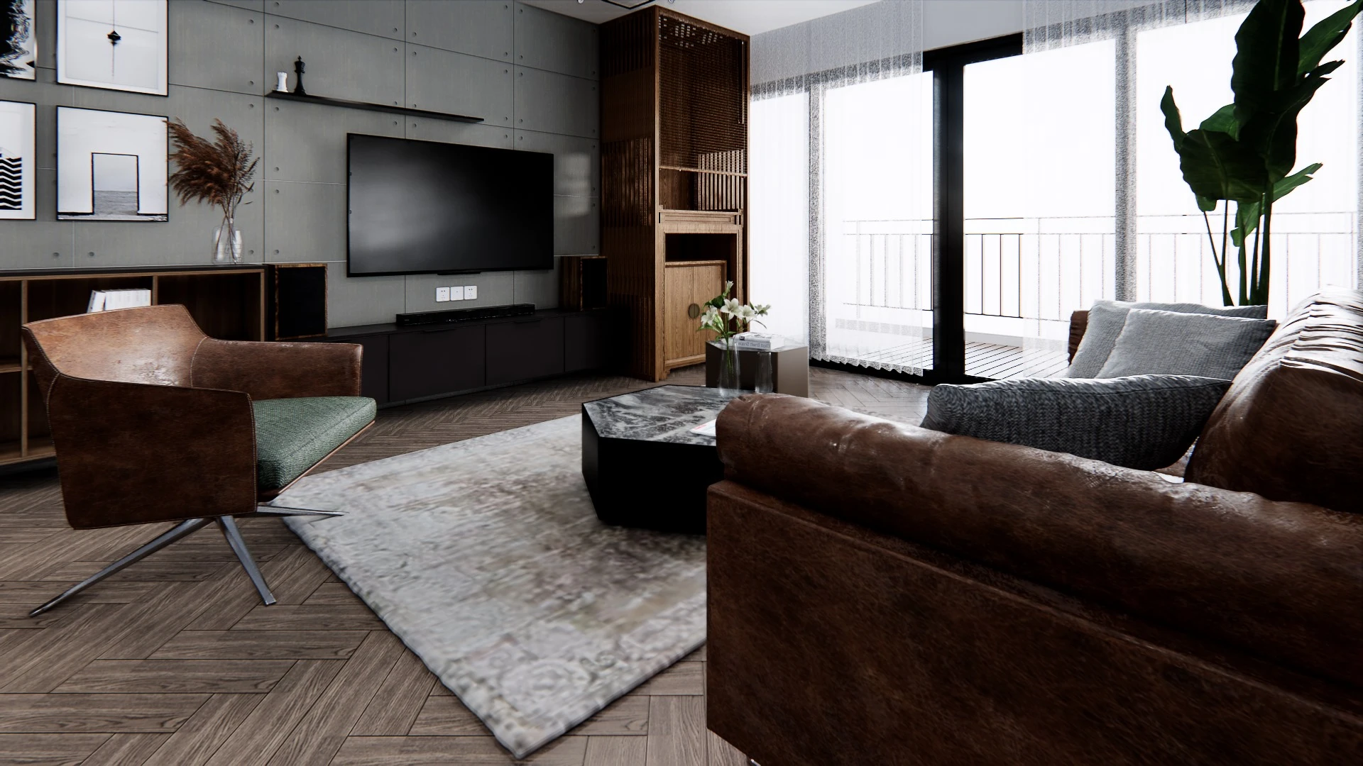 Living Room And Dining Room Free Sketchup Scene Enscape Modern Download ID 218000095 (Hiep Nguyen Quang)