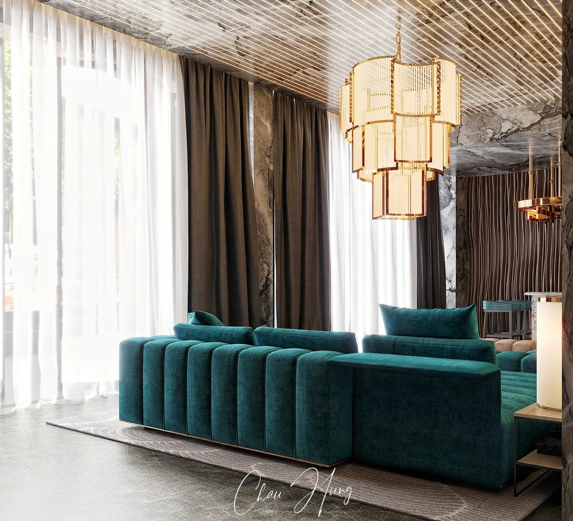 Living Room And Dining Room Free Sketchup Scene Vray Modern Download ID 218000065 (Quoc Trung)