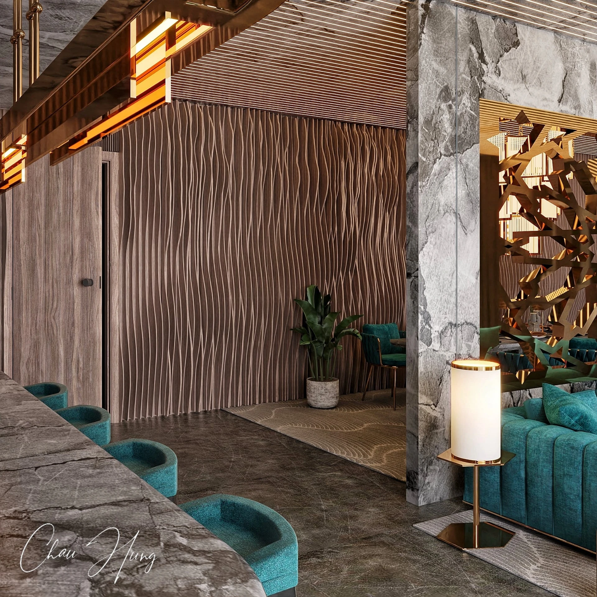 Living Room And Dining Room Free Sketchup Scene Vray Modern Download ID 218000065 (Quoc Trung)