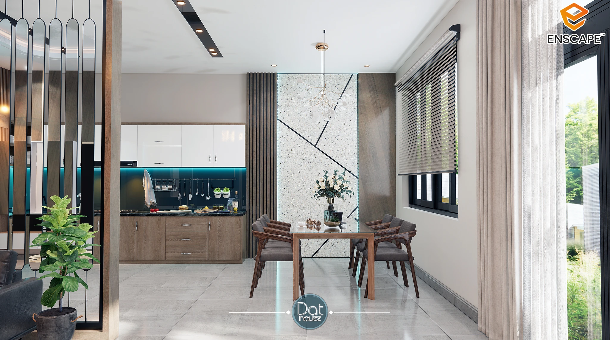 Living Room And Dining Room Modern Enscape Free Sketchup Scene Download ID 218000075 (Dat Houzz)