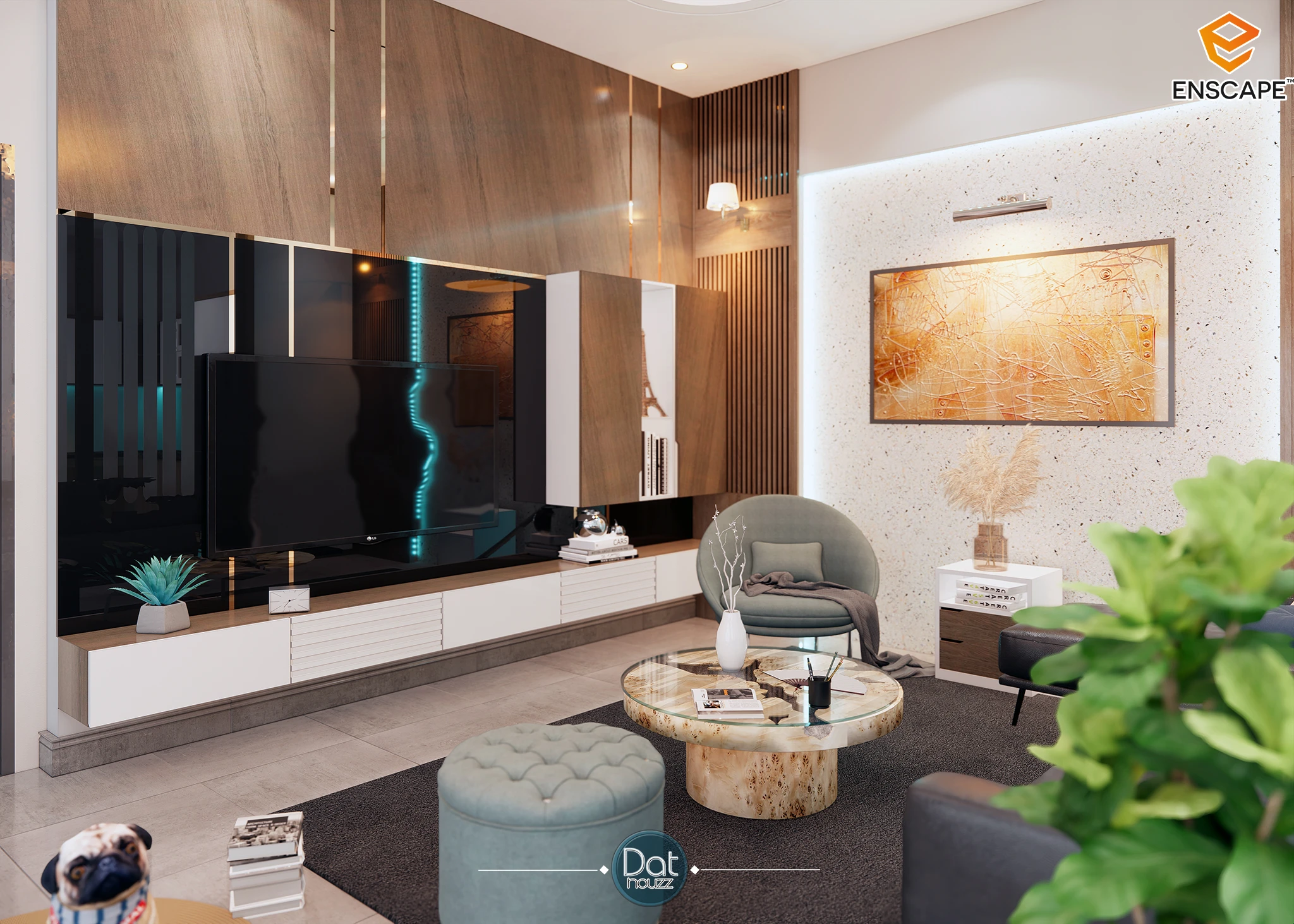 Living Room And Dining Room Modern Enscape Free Sketchup Scene Download ID 218000075 (Dat Houzz)