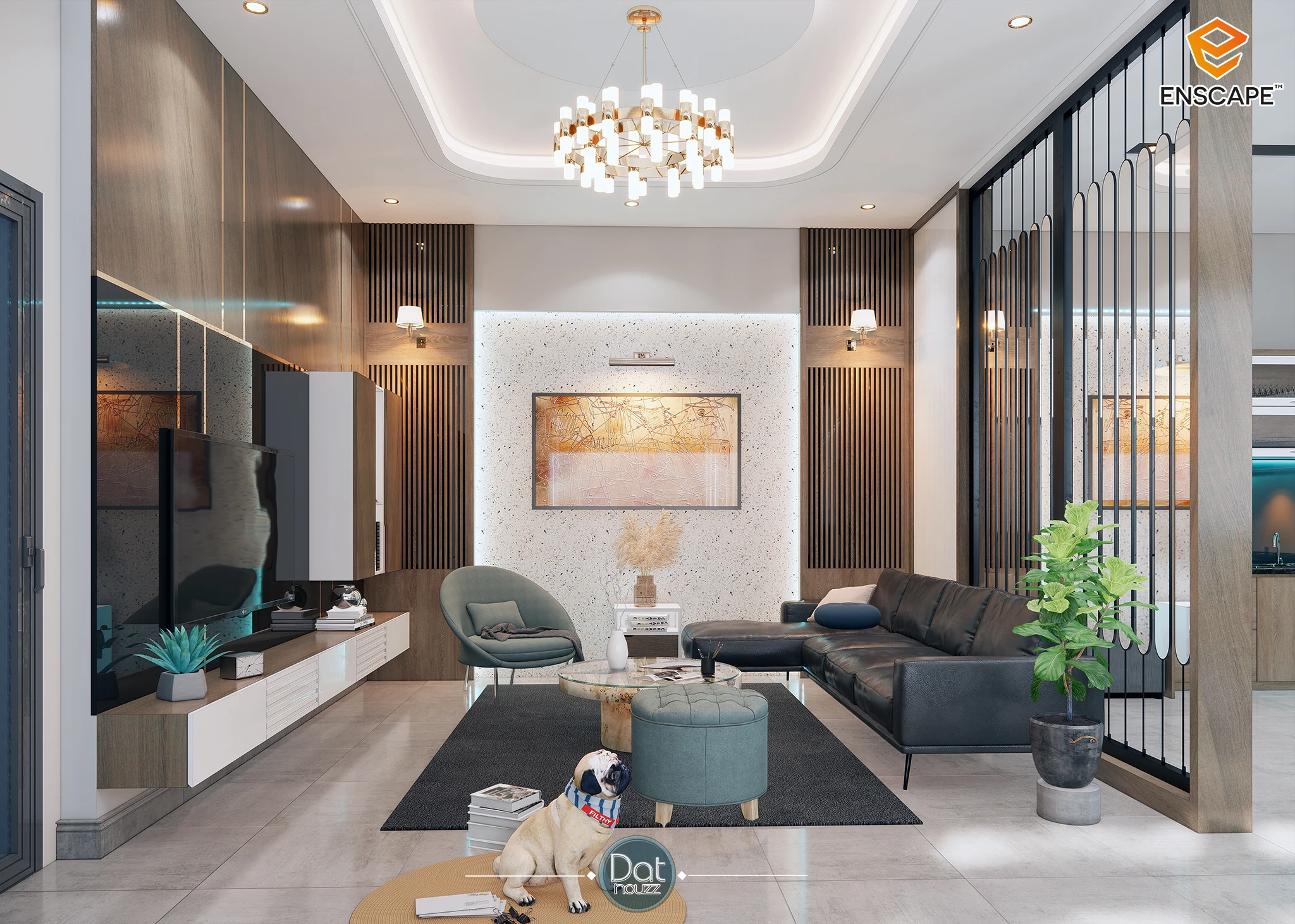 Living Room And Dining Room Modern Enscape Free Sketchup Scene Download ID 218000075 (Dat Houzz)