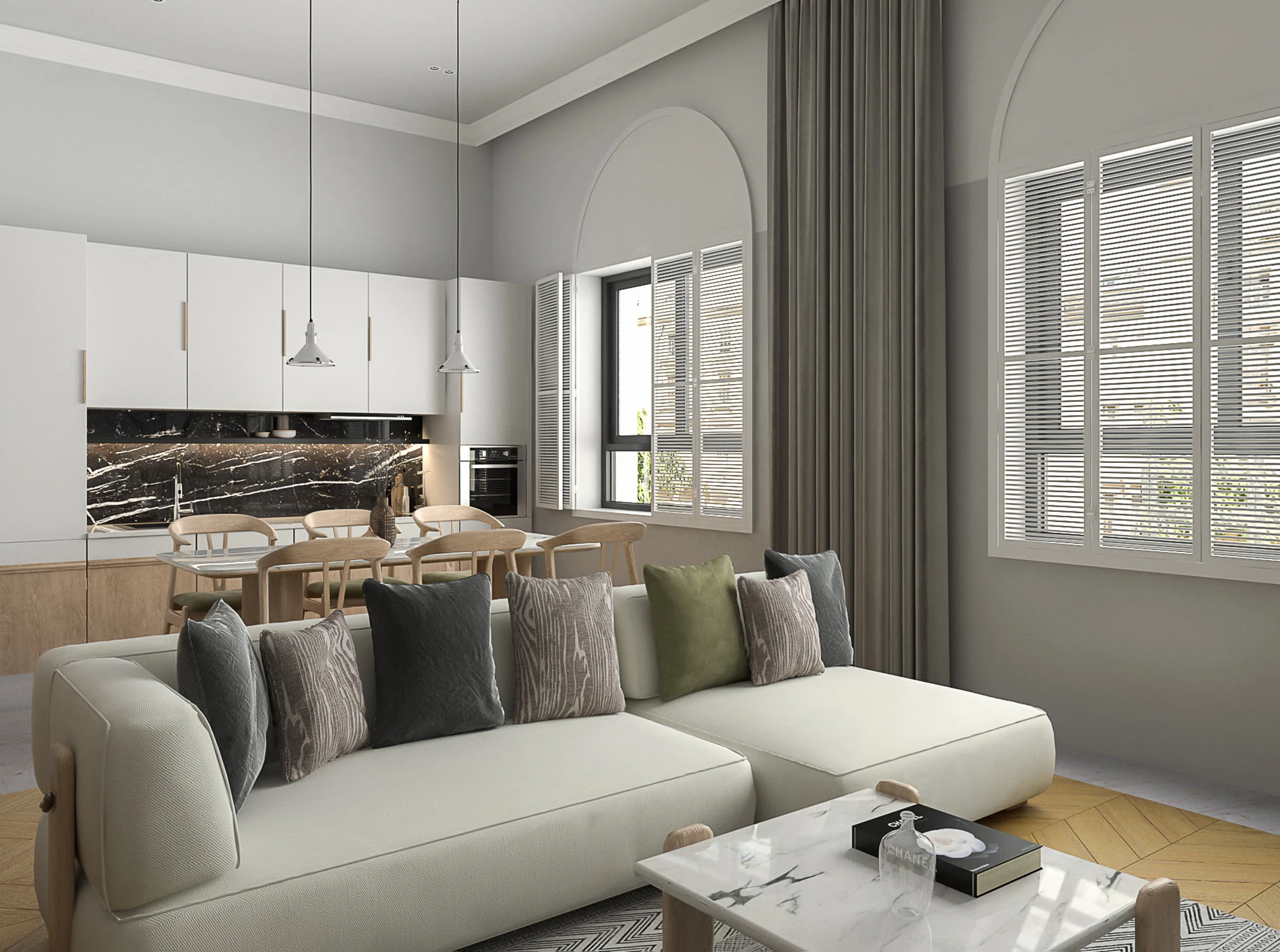 SketchUp Free Living Room And Dining Room Modern Enscape Model Free Download ID 218000093 (Cao Van Le)