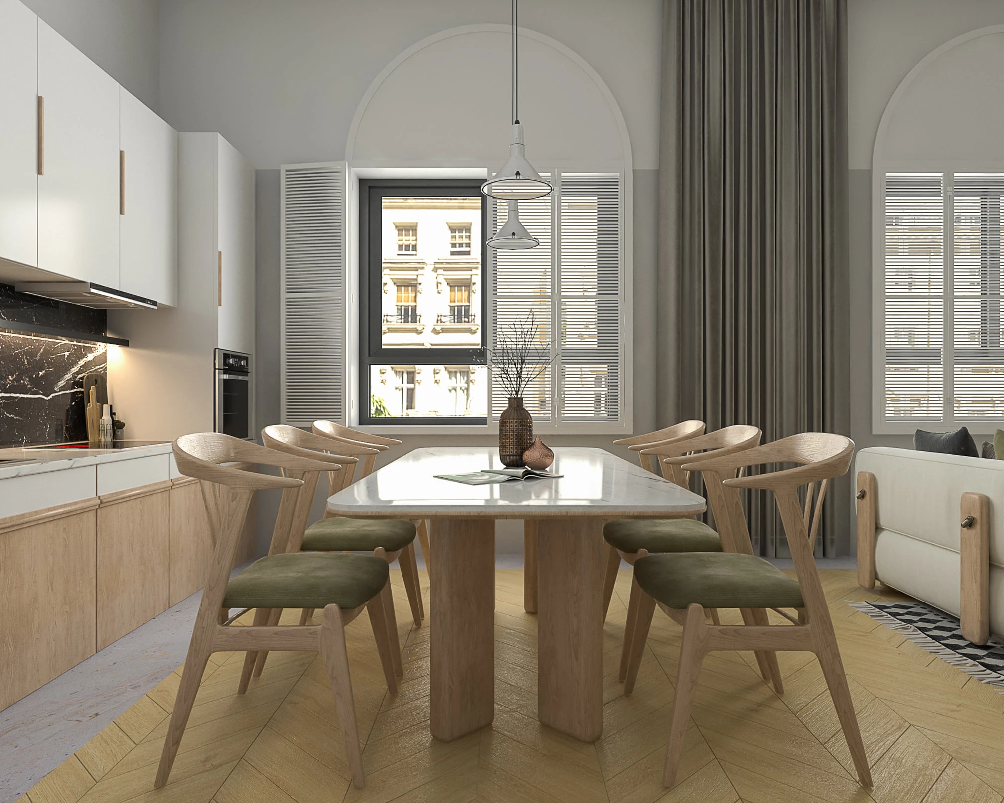 SketchUp Free Living Room And Dining Room Modern Enscape Model Free Download ID 218000093 (Cao Van Le)