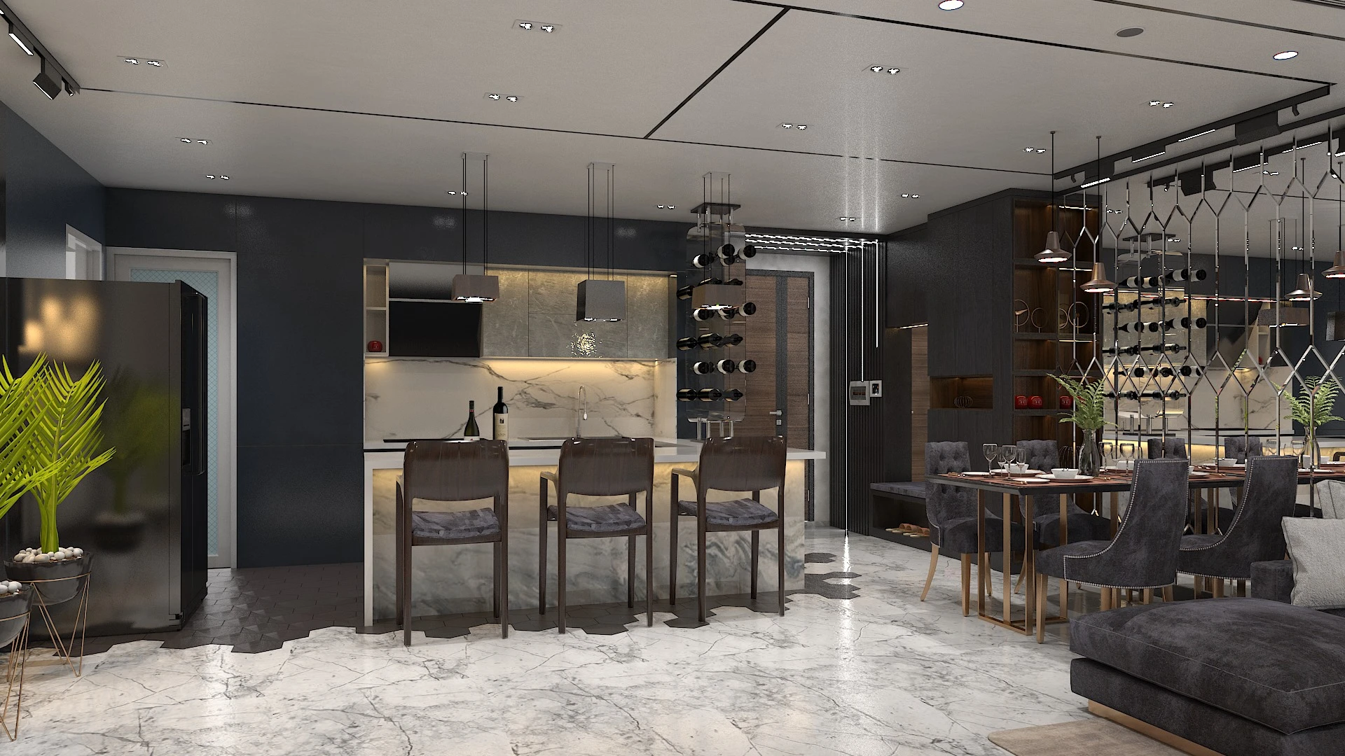 Living Room And Dining Room Modern Free Sketchup Scene Download ID 218000045 (Hiep Nguyen)