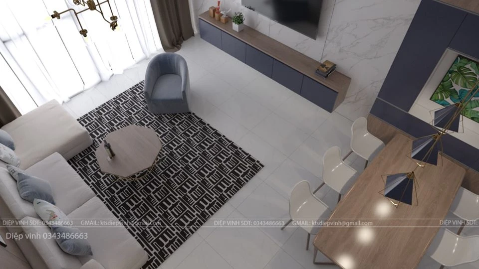 Living Room And Dining Room Modern Sketchup Model Download Free ID 218000027 (Diep Vinh)