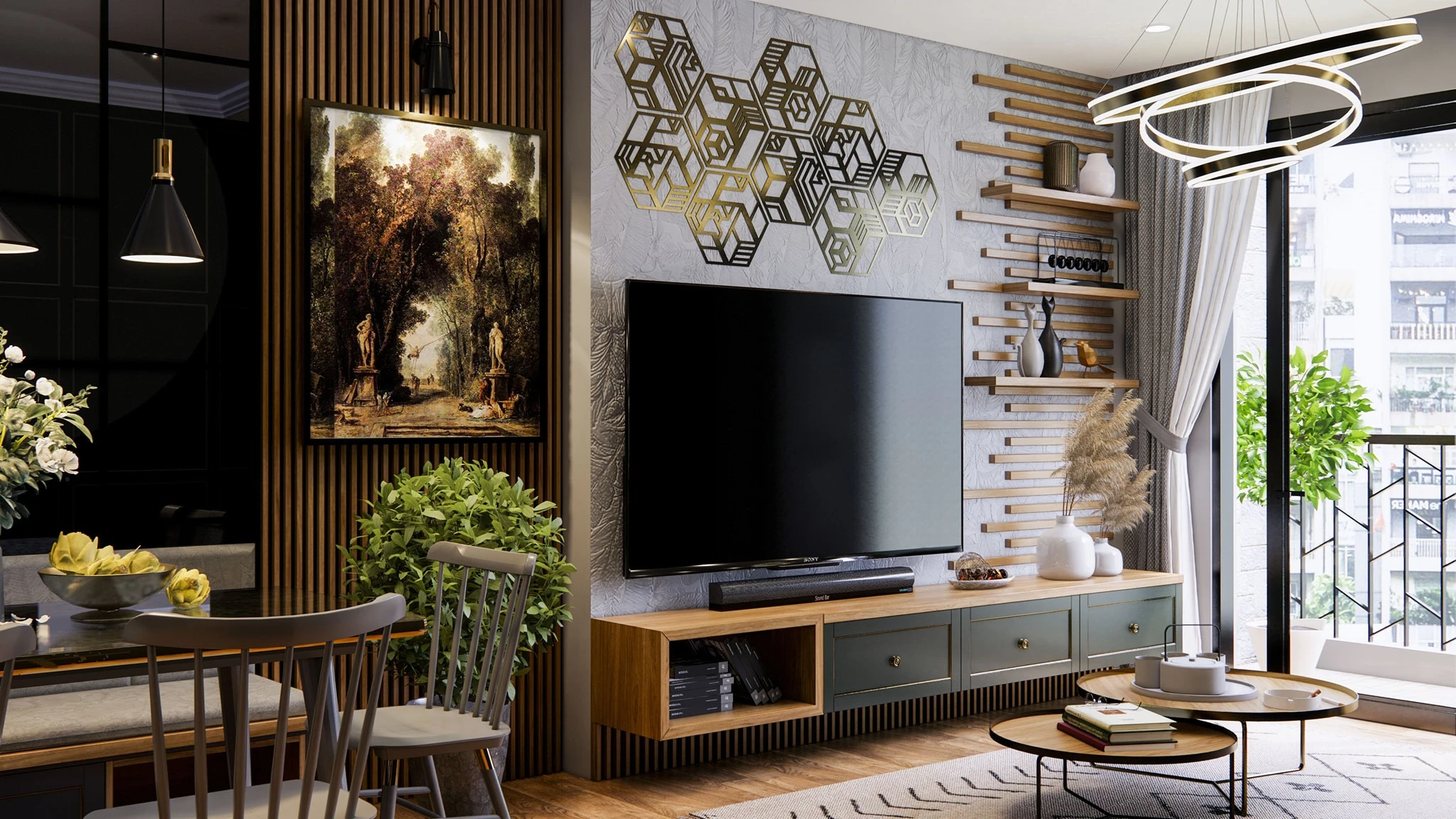 Living Room And Dining Room Sketchup Model Download Enscape Modern Free ID 218000077 (Tran Phuc Loc)