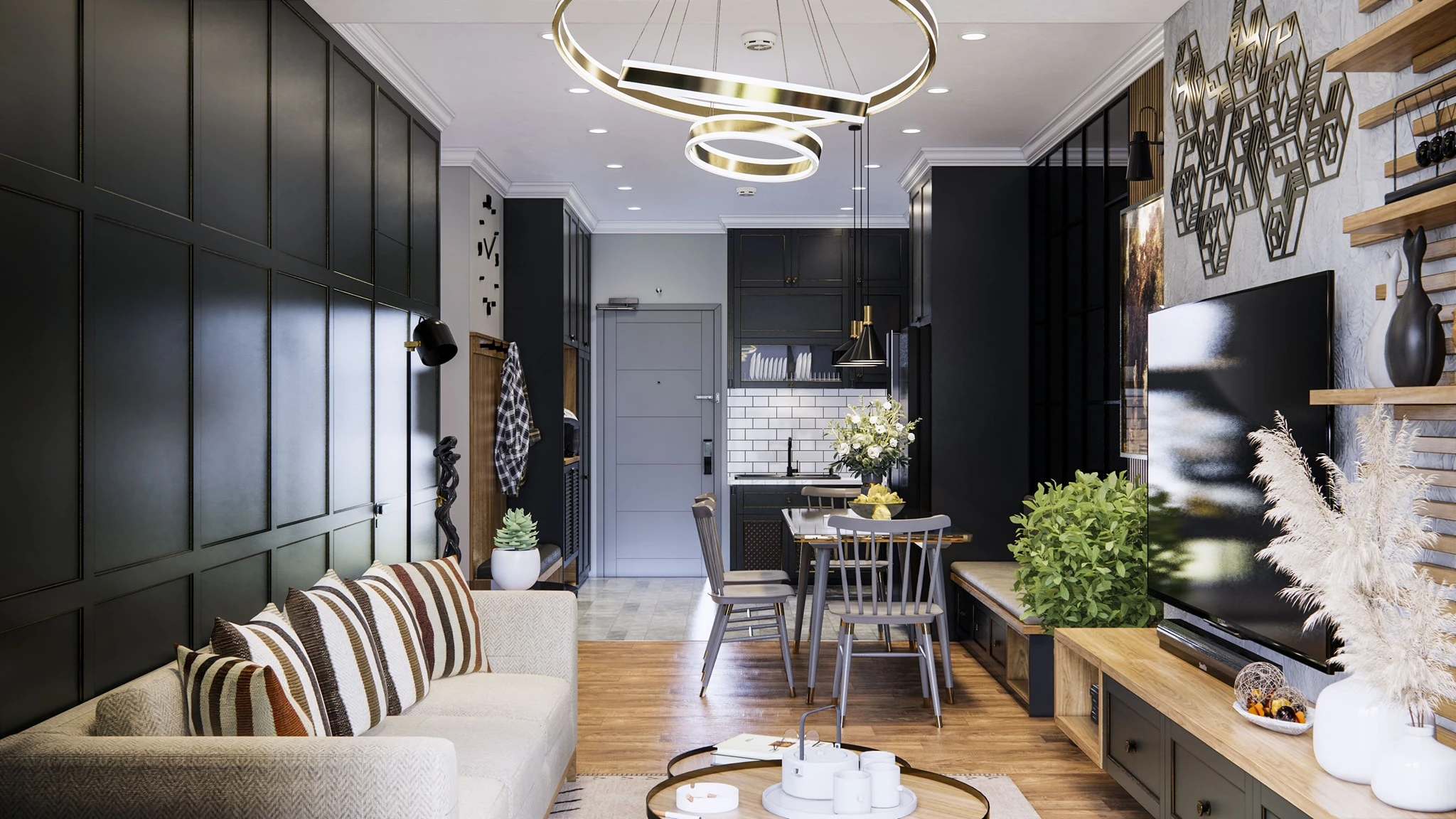 Living Room And Dining Room Sketchup Model Download Enscape Modern Free ID 218000077 (Tran Phuc Loc)