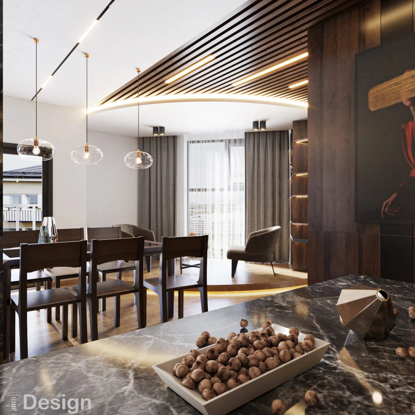 Living Room And Dining Room Sketchup Model Download Modern Free ID 218000107 (Trong Thanh)