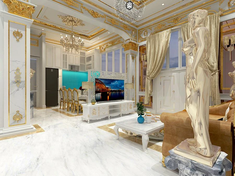 Living Room And Dining Room Sketchup Model Download Vray Classical Free ID 218000047 (Huy Huy Ho)