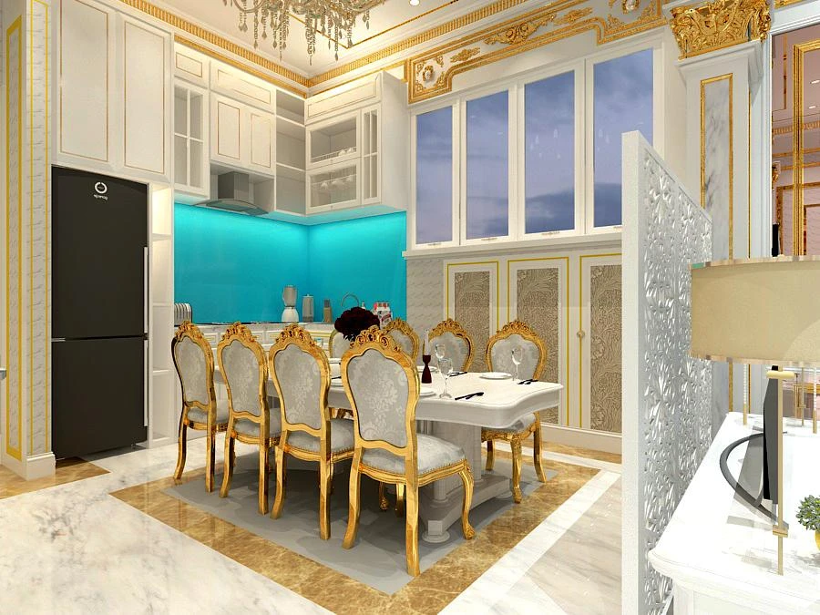 Living Room And Dining Room Sketchup Model Download Vray Classical Free ID 218000047 (Huy Huy Ho)