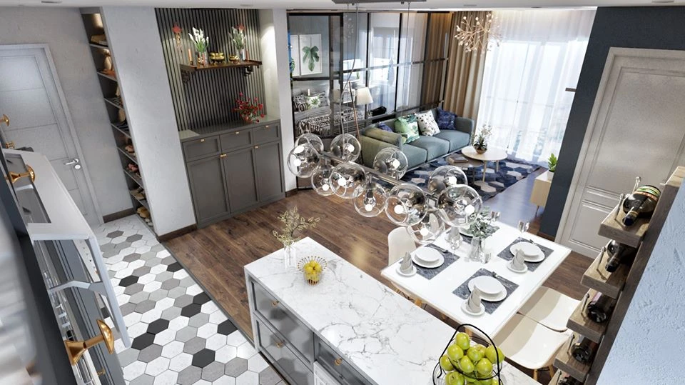 SketchUp Free Living Room And Dining Room Sketchup Model Download Vray Modern Free ID 218000017 (Duy Kien)