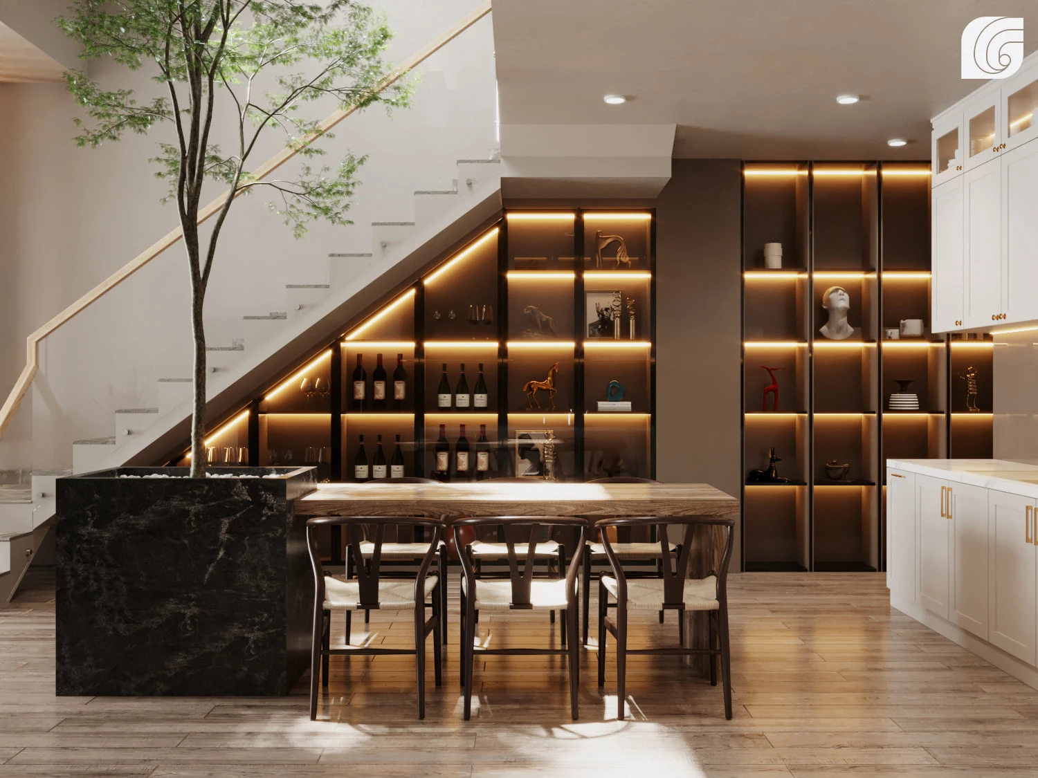 Living Room And Dining Room Sketchup Model Free Download Vray Modern ID 218000071 (Thuy Lee)