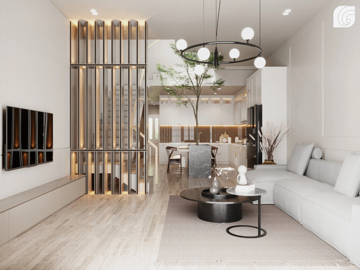 Living Room And Dining Room Sketchup Model Free Download Vray Modern ID 218000071 (Thuy Lee)