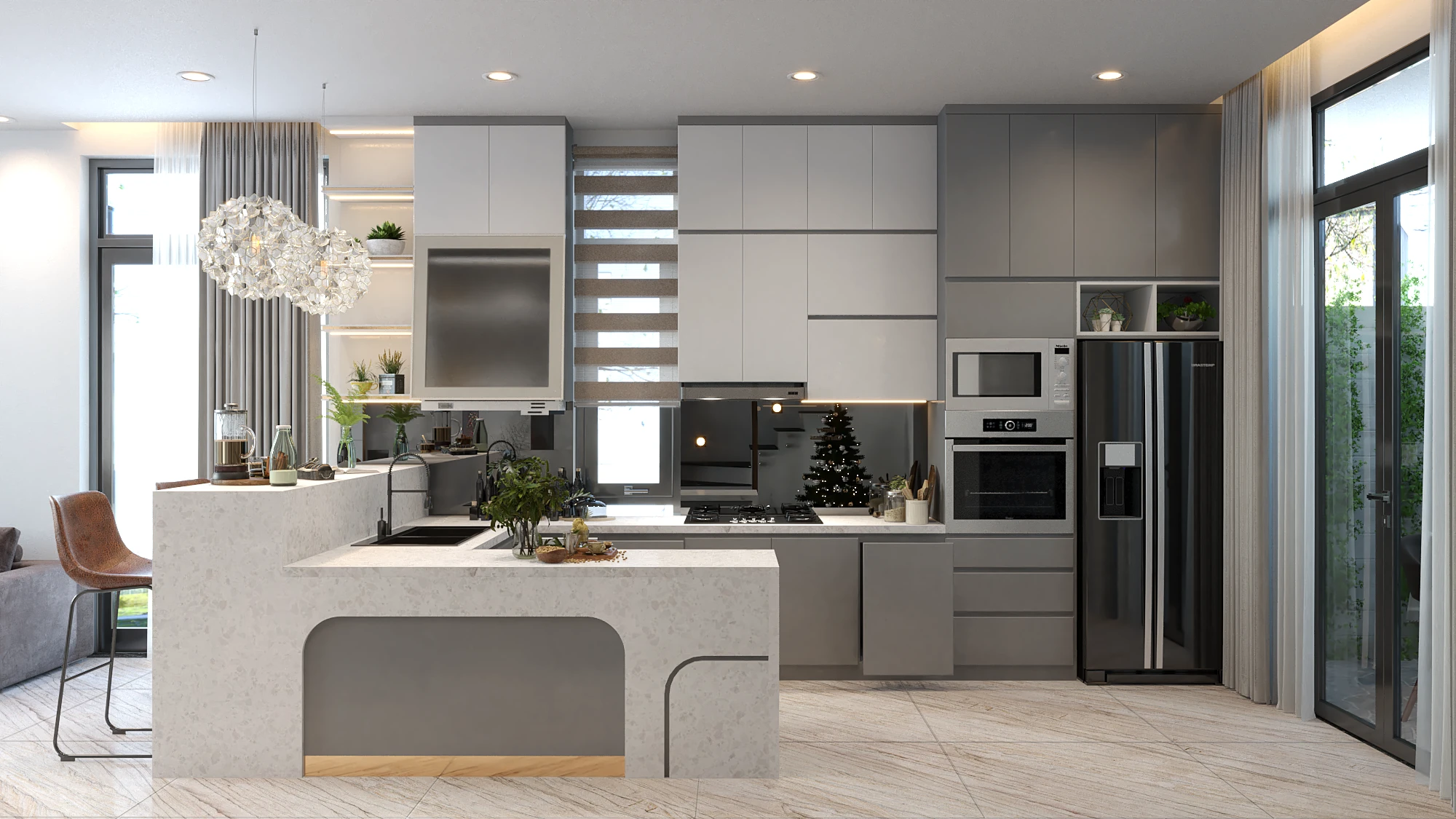 Living Room And Dining Room Sketchup Scene Free Download Vray Modern ID 218000059 (Dinh Bao)