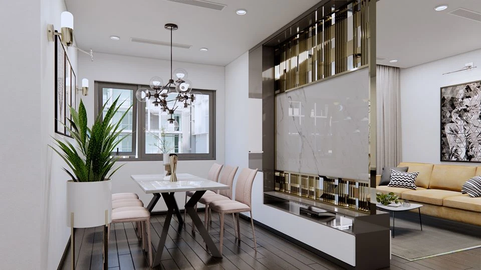 Living Room - Dining Room 3D Model Free Download SketchUp Enscape Modern ID 218000115 (Dinh Tu Vu)