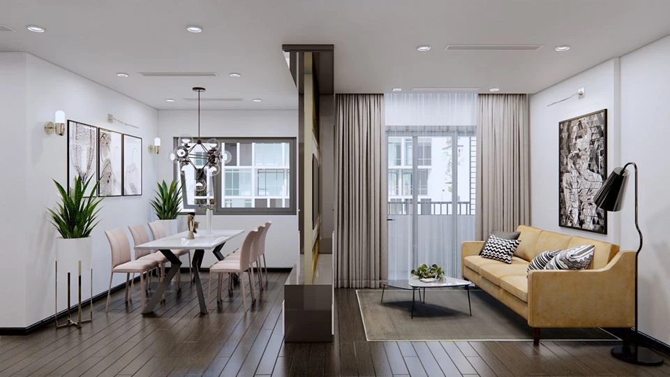 Living Room - Dining Room 3D Model Free Download SketchUp Enscape Modern ID 218000115 (Dinh Tu Vu)