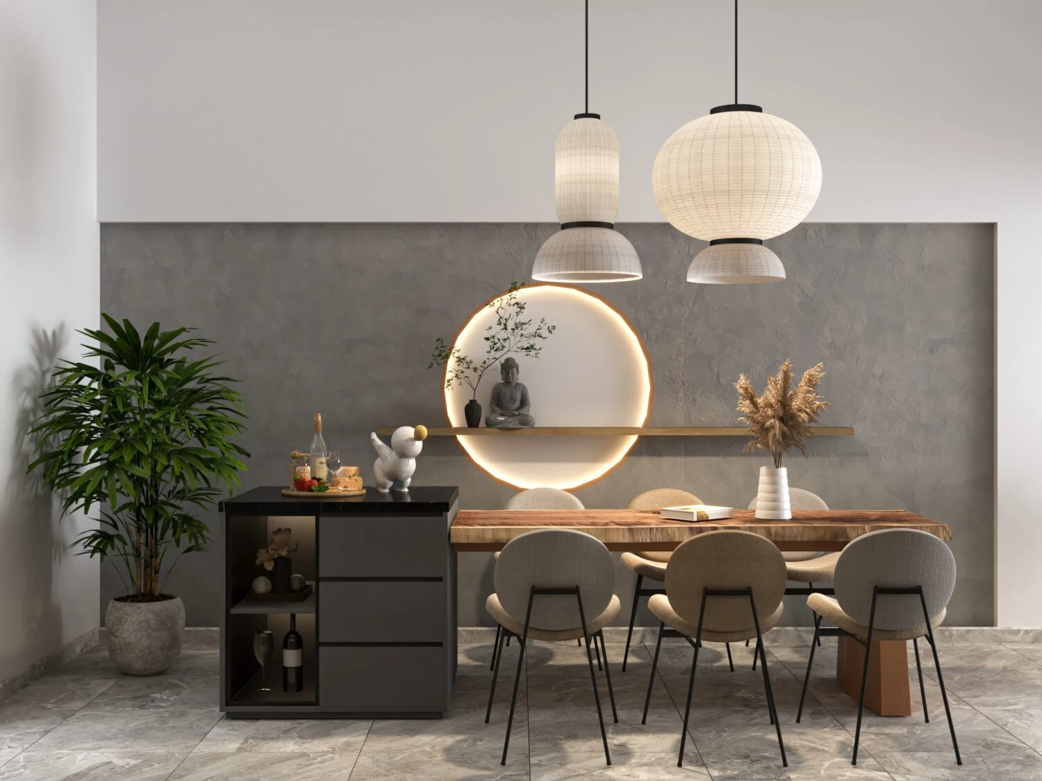 SketchUp Free Living Room - Dining Room 3D Model Free Download SketchUp Vray Modern ID 218000175 (Cao Ba Trinh)