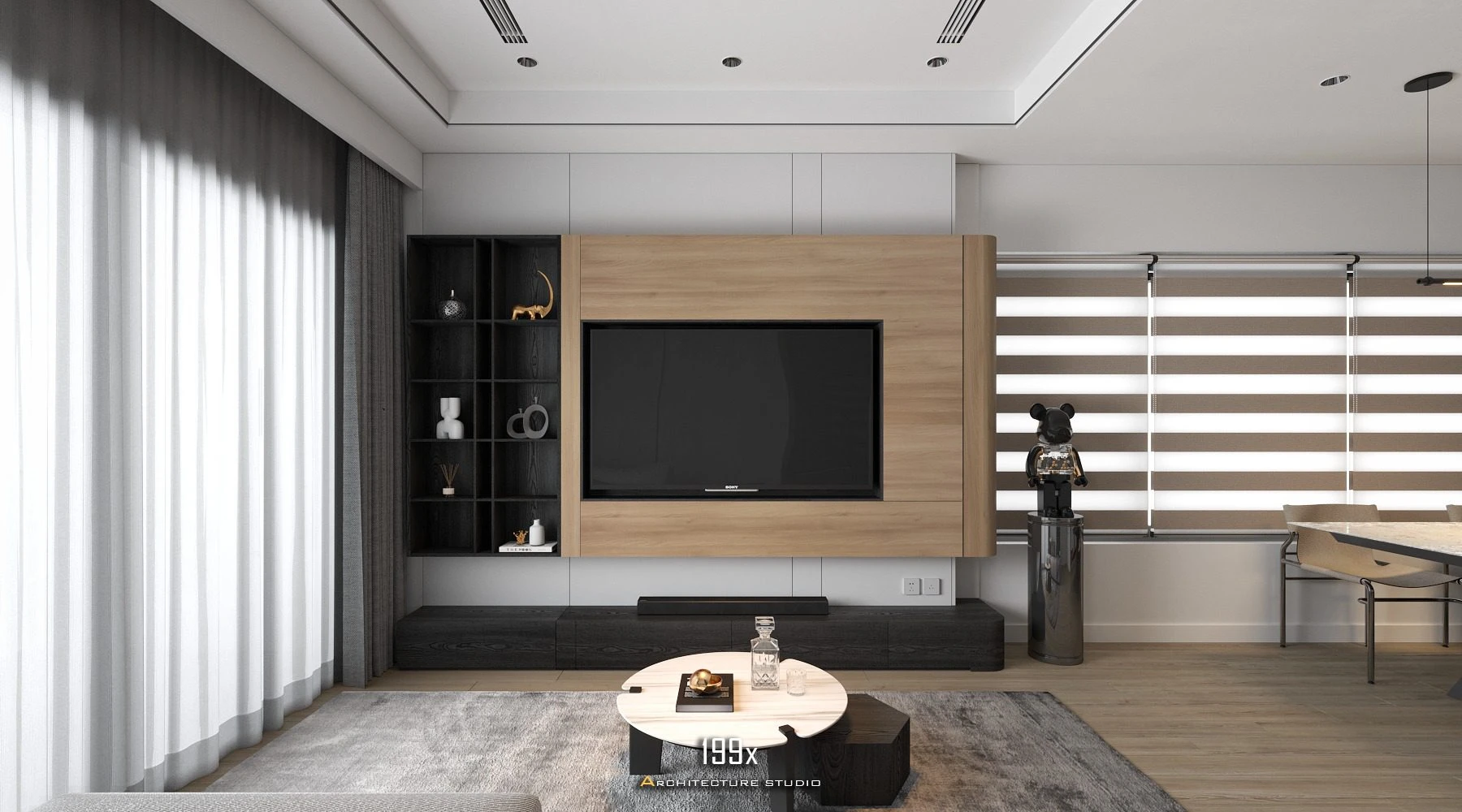 Living Room - Dining Room 3D Model Free Download SketchUp Vray Modern ID 218000205 (My Hong Vu)