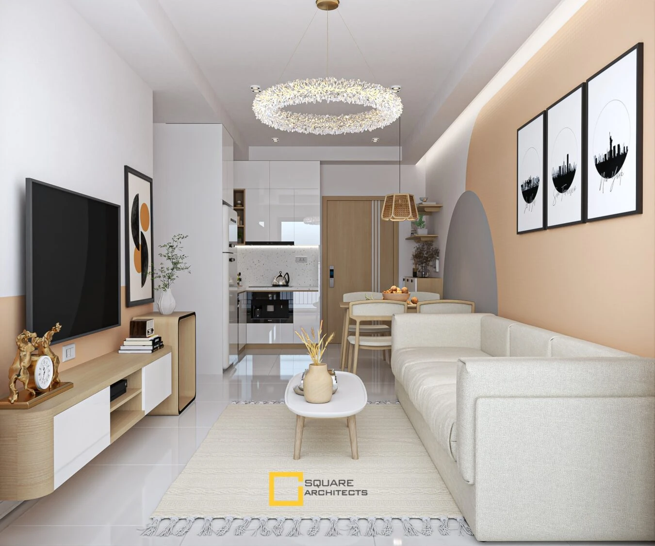 SketchUp Free Living Room - Dining Room Free Download SketchUp Models Vray Modern ID 218000127 (Danh Nam)