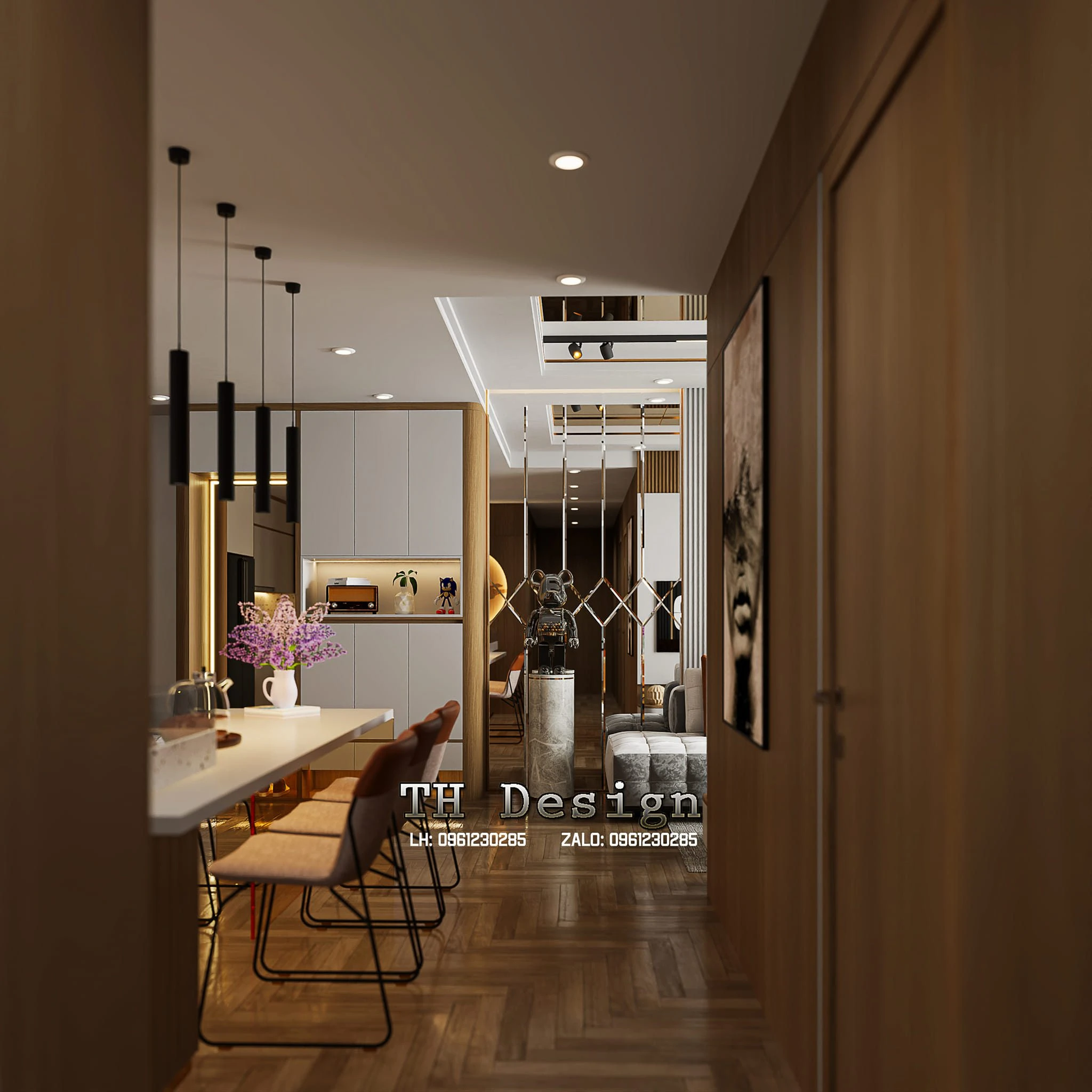 Living Room - Dining Room Free Download SketchUp Models Vray Modern ID 218000217 (Tran Thanh Hung)