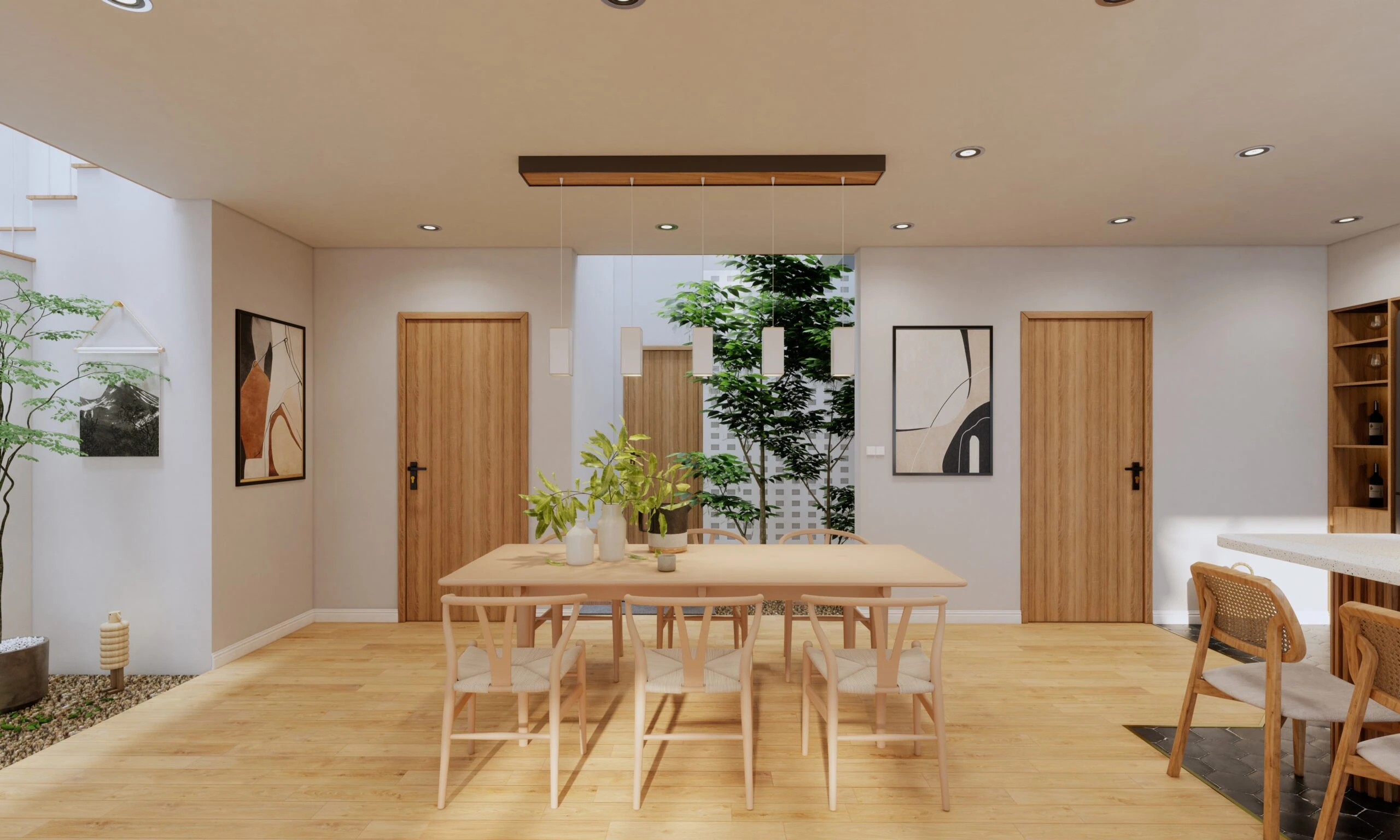 Living Room - Dining Room Modern Enscape 3D Model Free Download SketchUp ID 218000215 (Quan Nguyen)