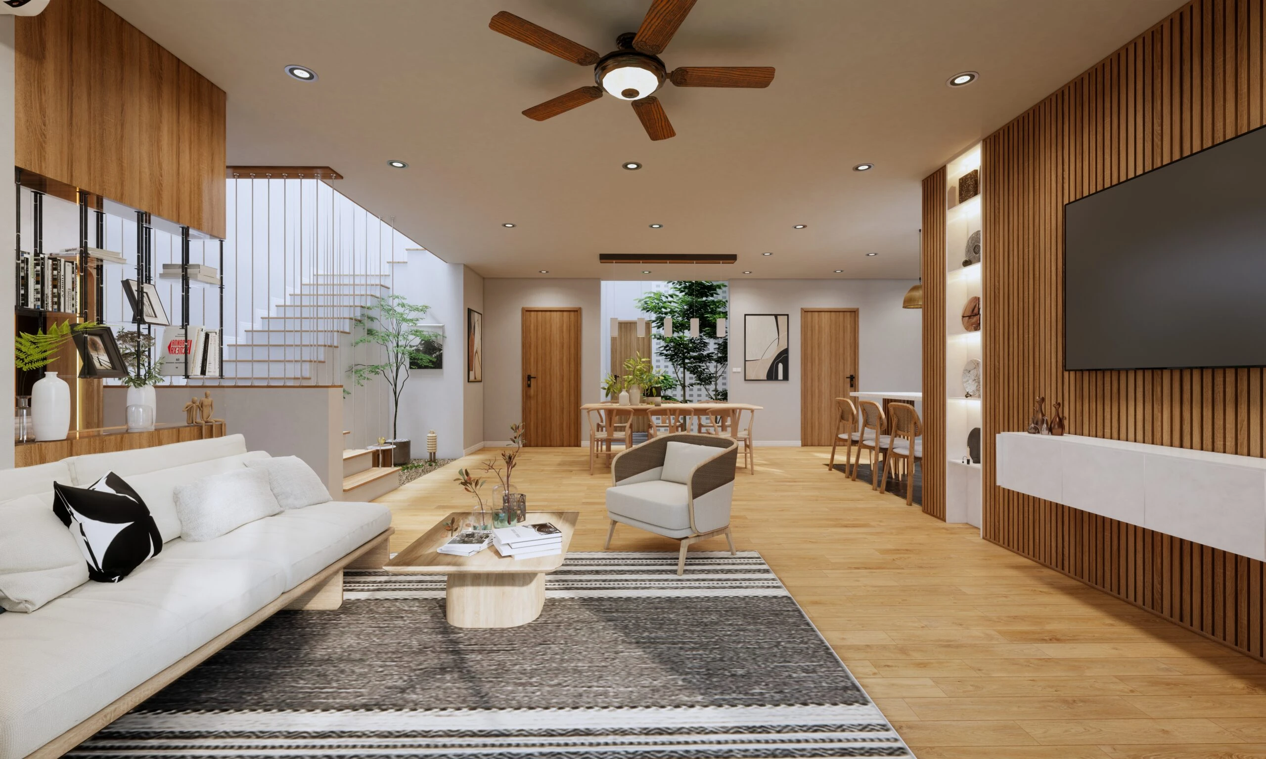 Living Room - Dining Room Modern Enscape 3D Model Free Download SketchUp ID 218000215 (Quan Nguyen)