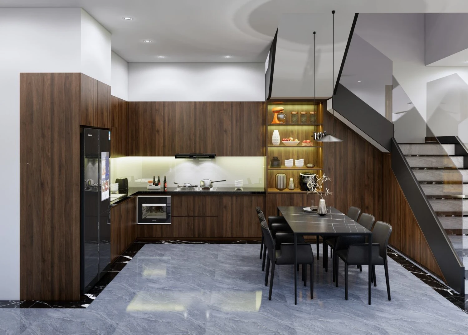 Living Room - Dining Room Modern Enscape SketchUp Model Download Free ID 218000179 (Kim Phong)