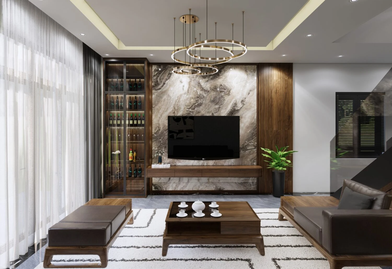 Living Room - Dining Room Modern Enscape SketchUp Model Download Free ID 218000179 (Kim Phong)