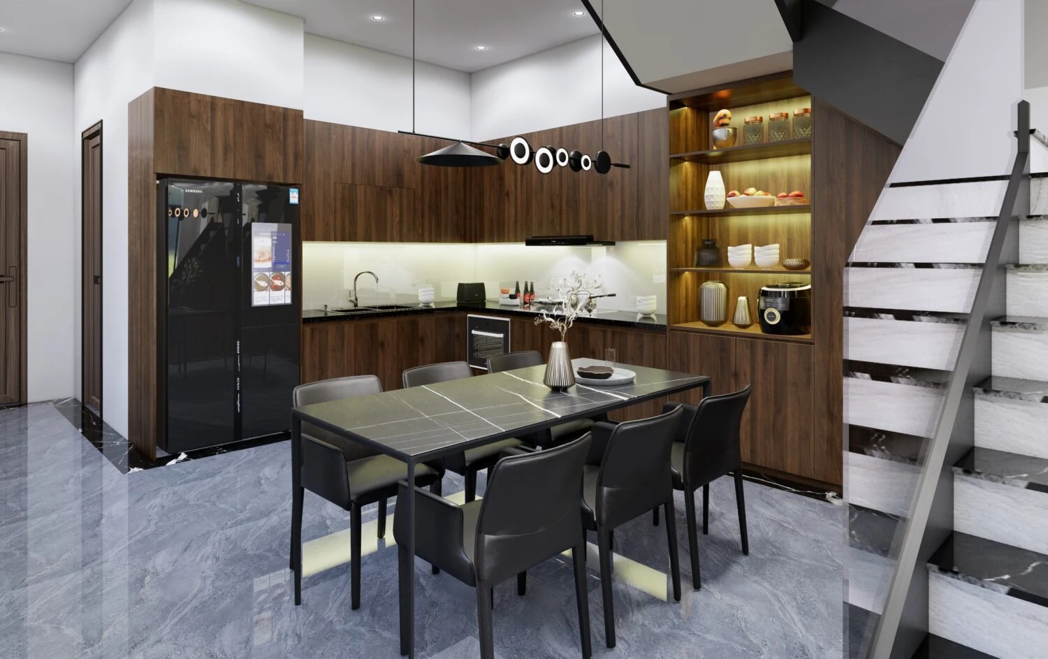 Living Room - Dining Room Modern Enscape SketchUp Model Download Free ID 218000179 (Kim Phong)