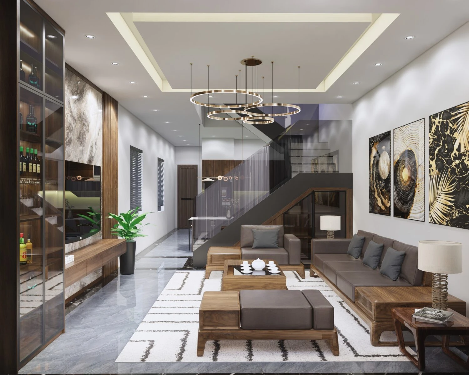 Living Room - Dining Room Modern Enscape SketchUp Model Download Free ID 218000179 (Kim Phong)