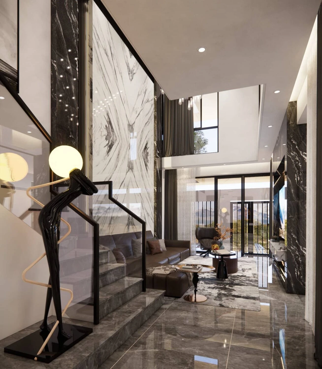 Living Room - Dining Room Modern Enscape SketchUp Model Free Download ID 218000143 (Trung Kien)