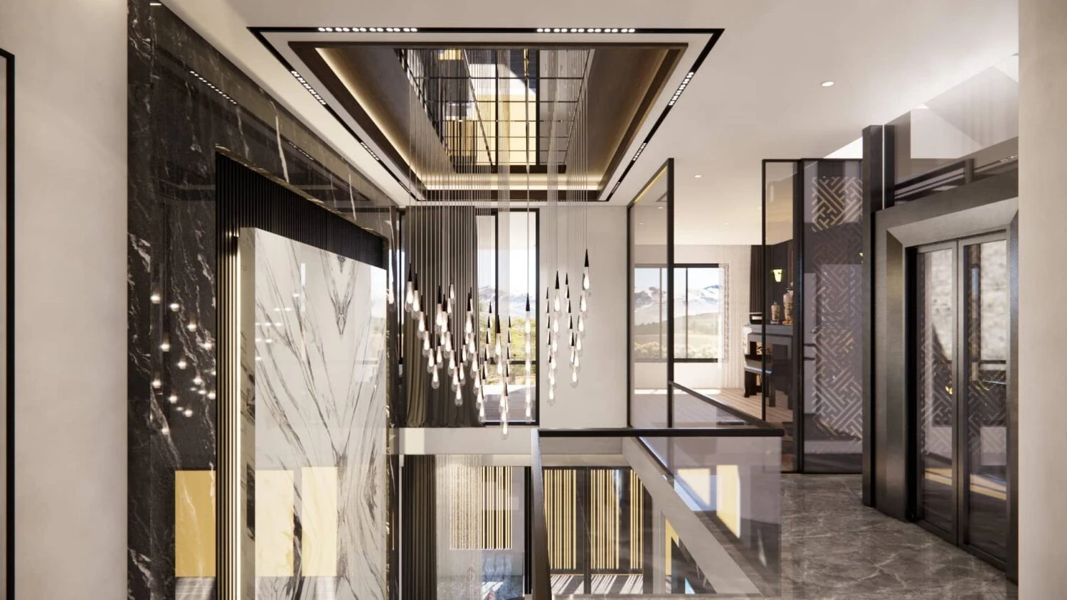 Living Room - Dining Room Modern Enscape SketchUp Model Free Download ID 218000143 (Trung Kien)