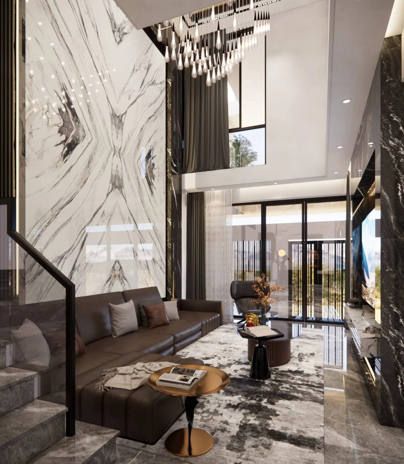 Living Room - Dining Room Modern Enscape SketchUp Model Free Download ID 218000143 (Trung Kien)