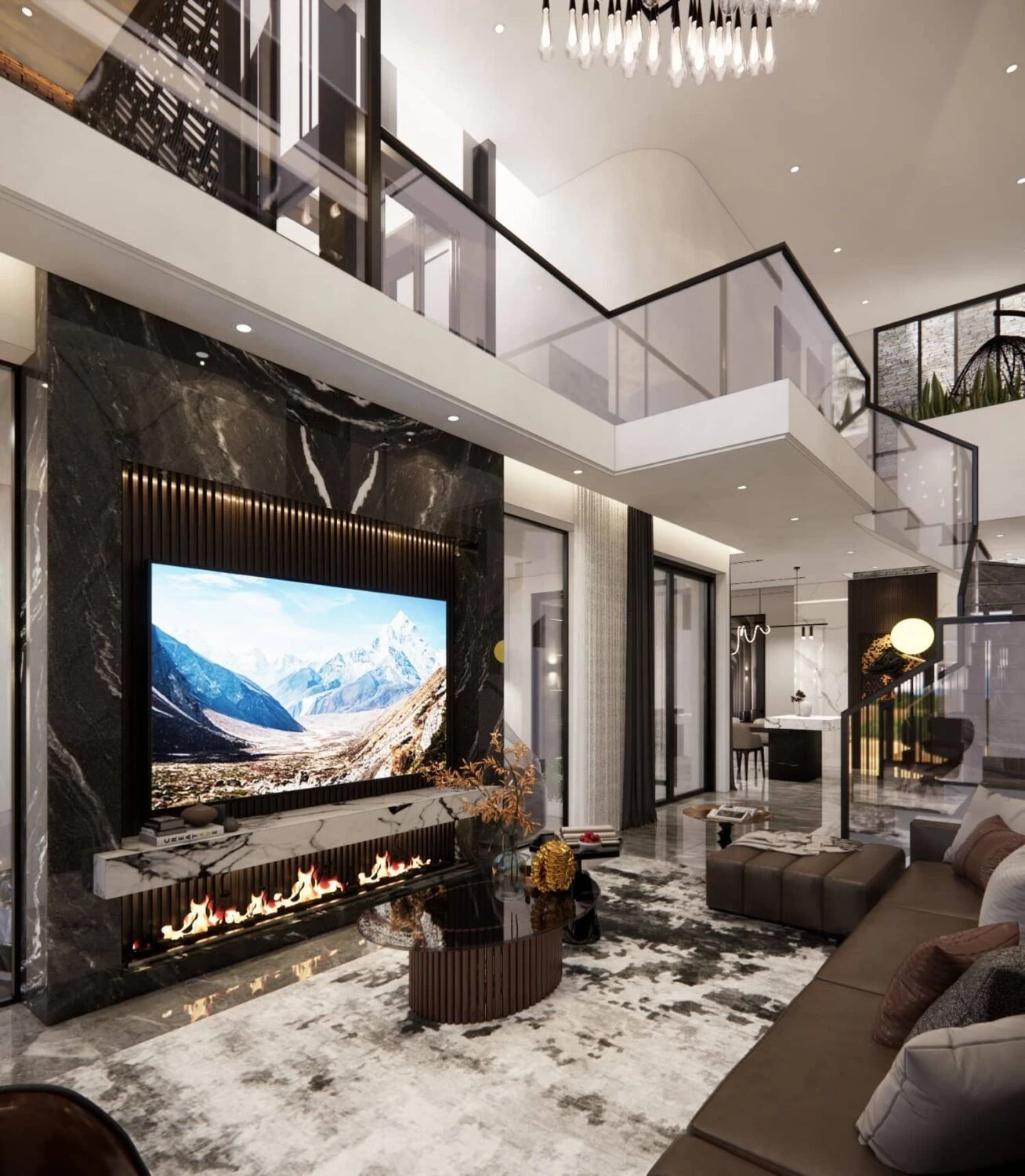 Living Room - Dining Room Modern Enscape SketchUp Model Free Download ID 218000143 (Trung Kien)