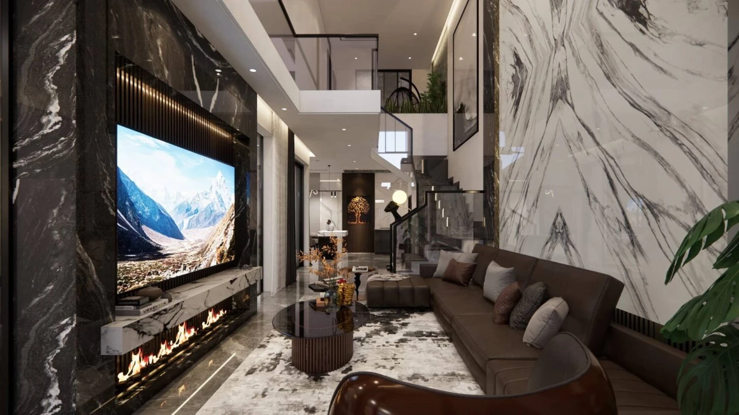 Living Room - Dining Room Modern Enscape SketchUp Model Free Download ID 218000143 (Trung Kien)