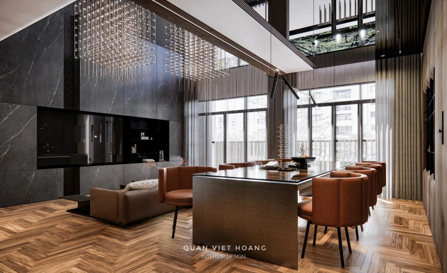 Living Room - Dining Room Modern Enscape SketchUp Model Free Download ID 218000191 (Quan Viet Hoang)