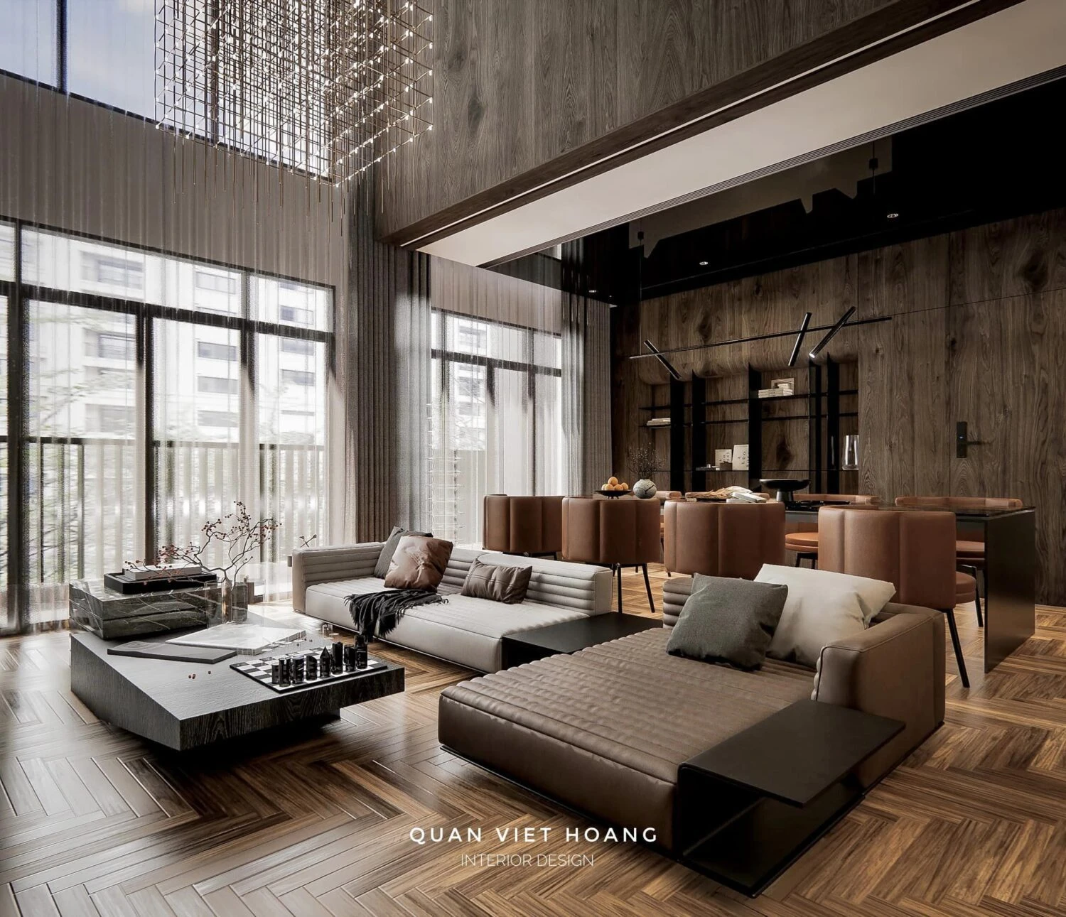 Living Room - Dining Room Modern Enscape SketchUp Model Free Download ID 218000191 (Quan Viet Hoang)