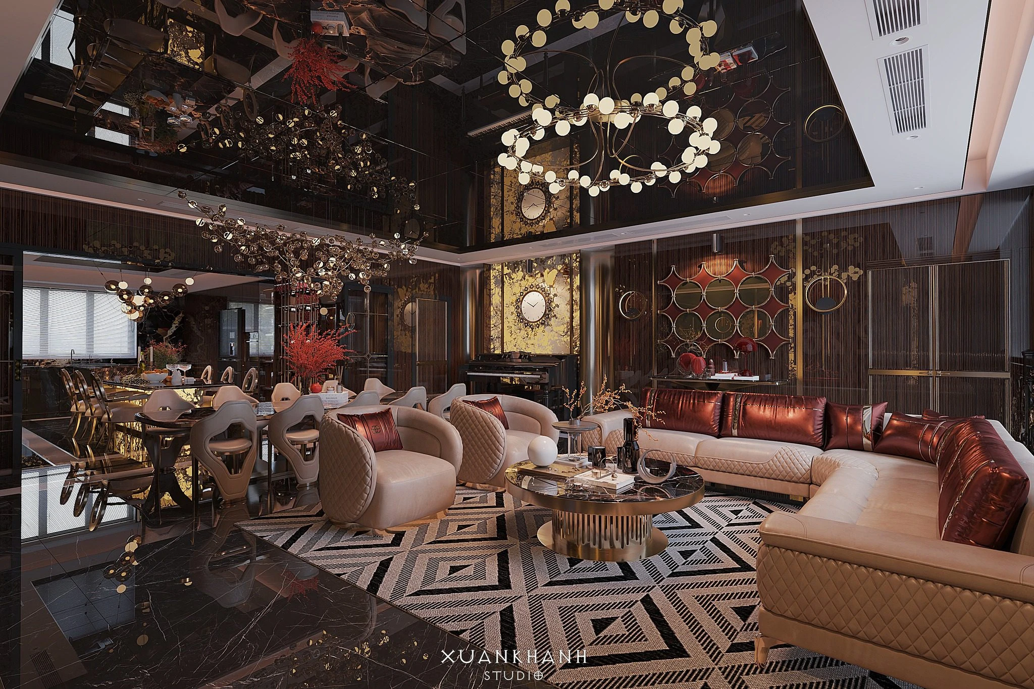 Living Room - Dining Room Modern Vantage SketchUp Model Free Download ID 218000221 (Xuan Khanh)