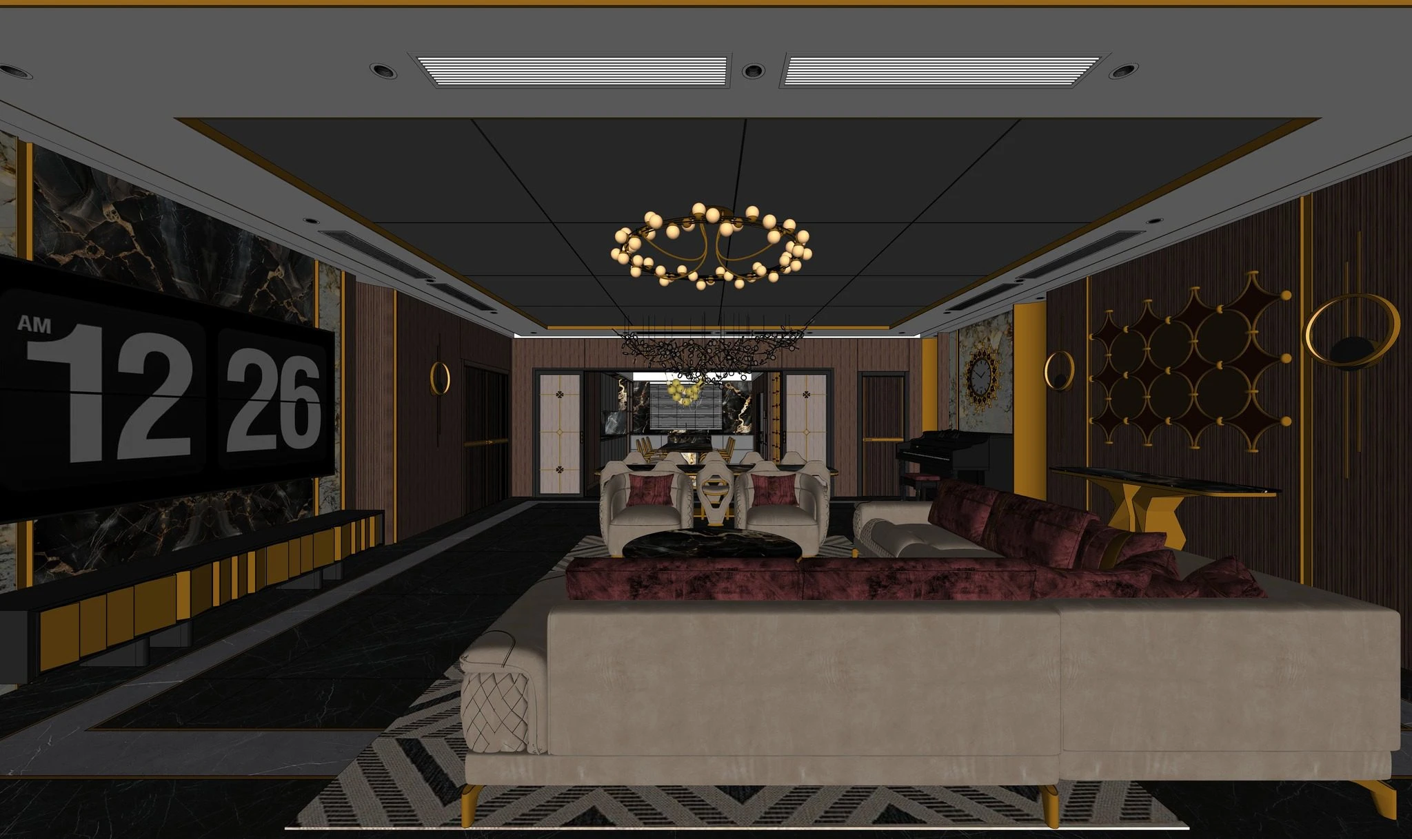 Living Room - Dining Room Modern Vantage SketchUp Model Free Download ID 218000221 (Xuan Khanh)