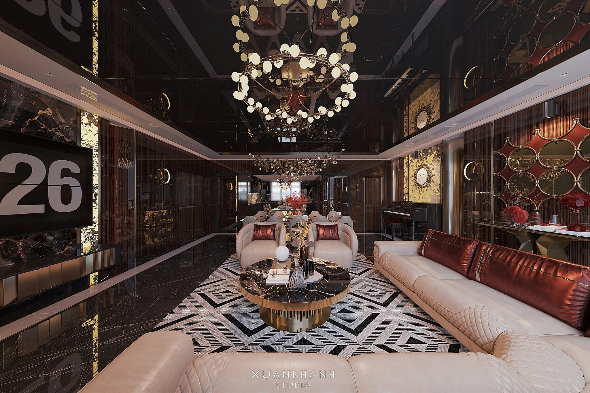 Living Room - Dining Room Modern Vantage SketchUp Model Free Download ID 218000221 (Xuan Khanh)