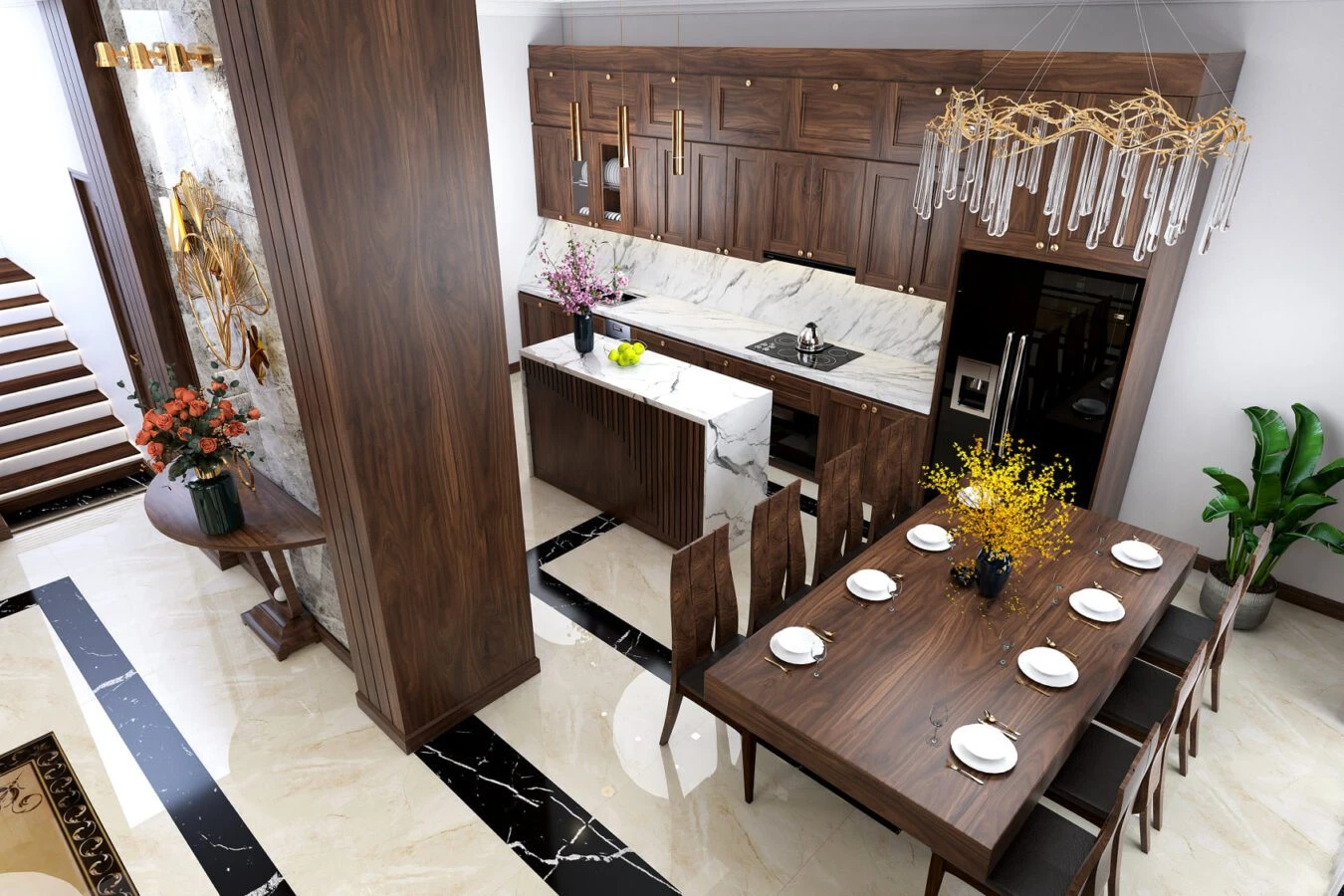 Living Room - Dining Room Modern Vray 3D Model Free Download SketchUp ID 218000125 (AnNa Nguyen)