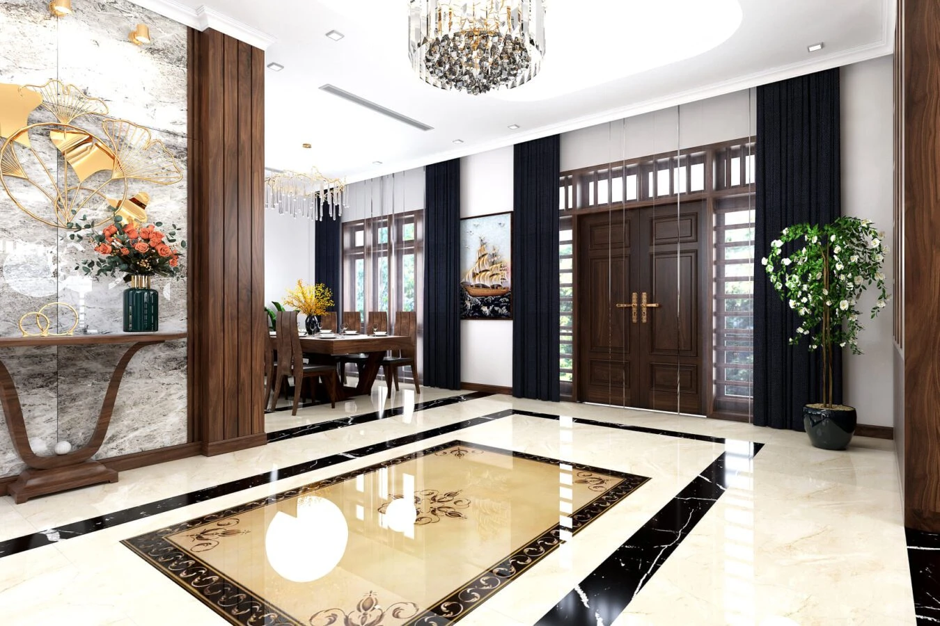 Living Room - Dining Room Modern Vray 3D Model Free Download SketchUp ID 218000125 (AnNa Nguyen)