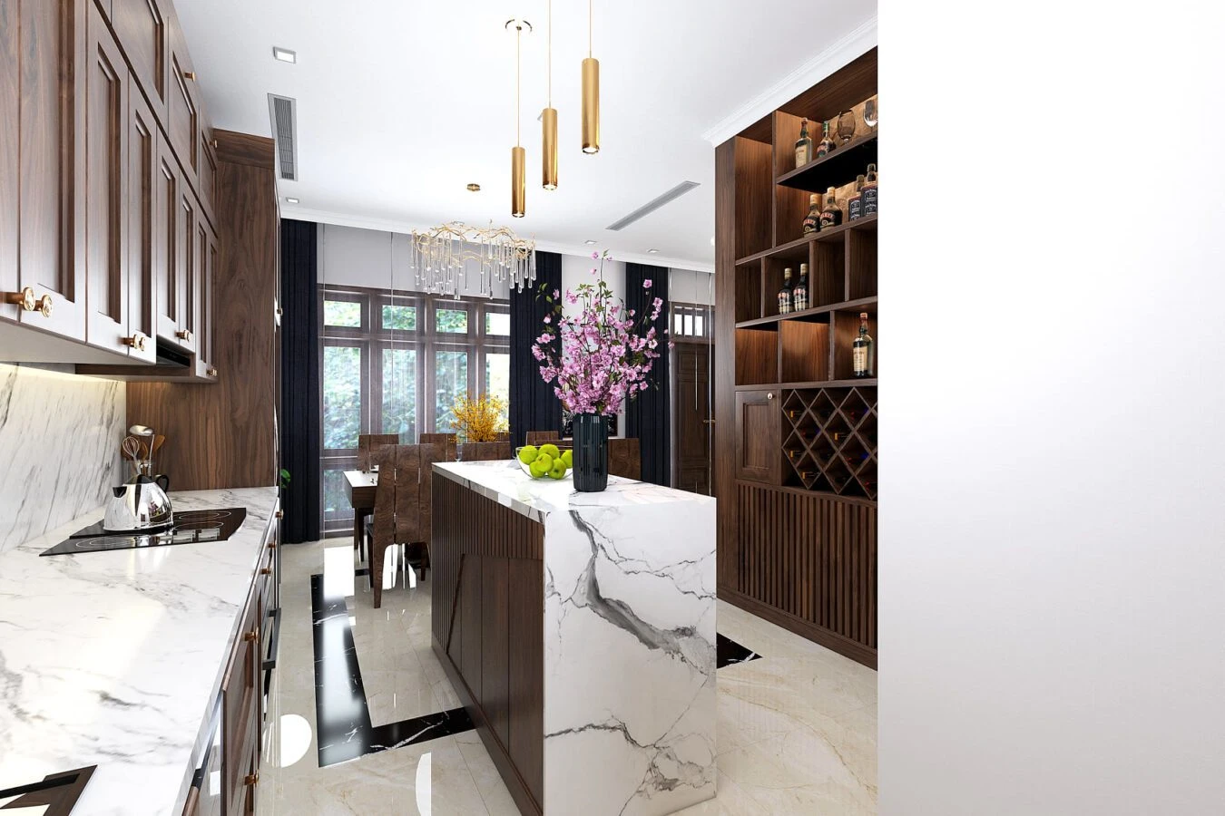 Living Room - Dining Room Modern Vray 3D Model Free Download SketchUp ID 218000125 (AnNa Nguyen)