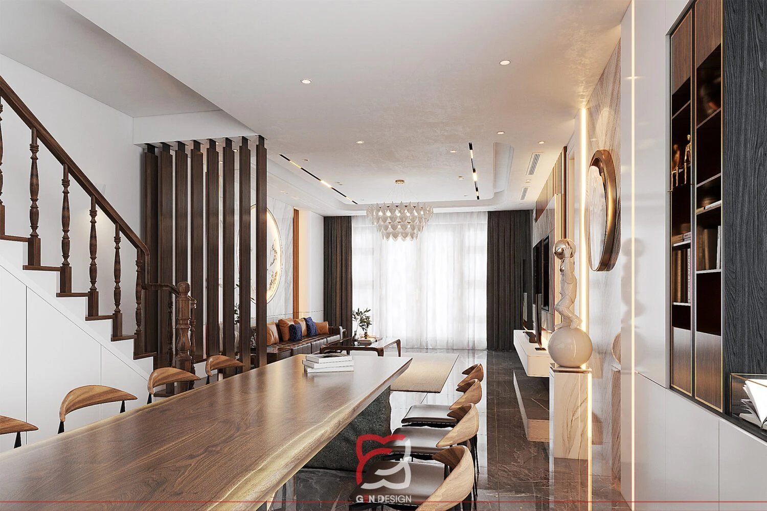 SketchUp Free Living Room - Dining Room Modern Vray 3D Model Free Download SketchUp ID 218000155 (Ha Anh)